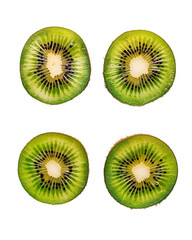 Fototapeta premium Four Sliced Kiwis on Black Background,