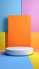 3D Podium with colorful pastel background. geometric shape for product display presentation. Minimal scene for mockup products, stage showcase, promotion display.