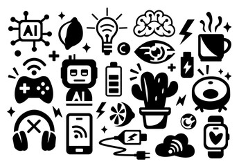 Smart Devices SVG, Gadget Set SVG, Smart Tech Icons SVG, Tech Symbols SVG
