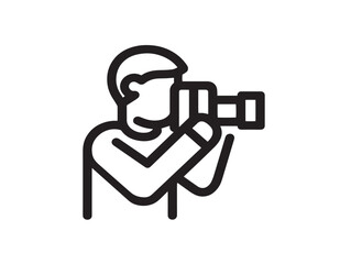 Photographer shooting icon in minimal clean vector style