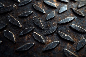 black metal scratched steel plate textured background Generative Ai