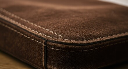 Capture the Rustic Charm A Close-Up on Detailed Brown Leather Stitching, invoking feelings of timeless appeal and craftsmanship.