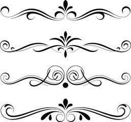 Elegant black ornate decorative flourishes and swirls vector