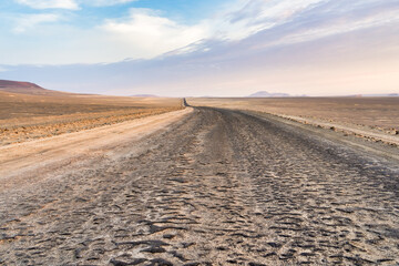 Winding road through the Desert of Paracas National Reserven in Peru