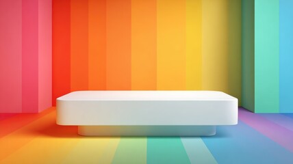 3D Podium with colorful pastel background. geometric shape for product display presentation. Minimal scene for mockup products, stage showcase, promotion display. 3D render.