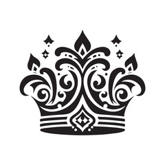 black and white crown vector logo