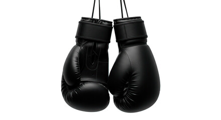 Close-up shot of a pair of black boxing gloves, ready for the next match.