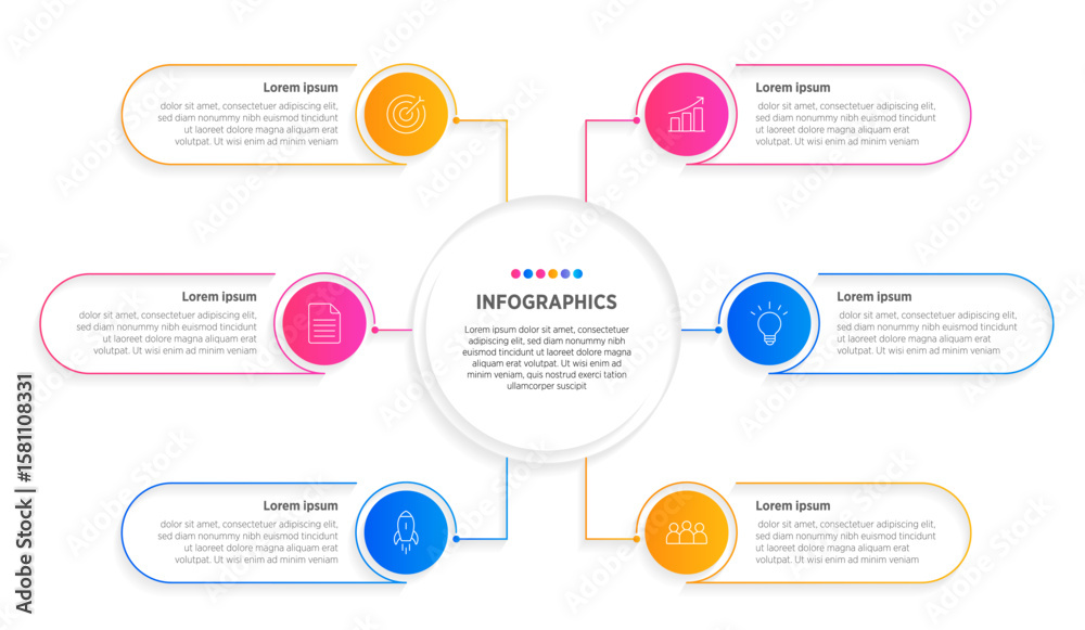 Wall mural modern vector infographic label design with circle infographic template design and 6 options or step