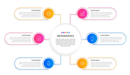 Modern Vector infographic label design with circle infographic template design and 6 options or steps. Can be used for process diagram, presentations, workflow layout, banner, flow chart, info graph.