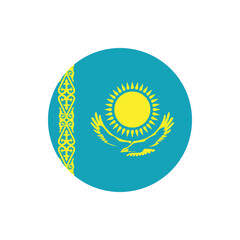Kazakhstan flag round button vector. Kazakhstan national flag icon badge for independence day celebration PNG on transparent background.