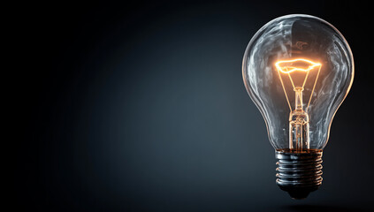A clear lightbulb emits a soft glow symbolizing innovation and ideas against a