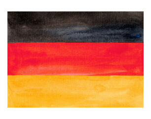 Set of watercolor illustrations with German Unity Day of Germany with national flag. Dark red yellow colors. Hand painted elements on white background