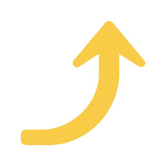 Curved Upward Arrow Illustration on transparent background