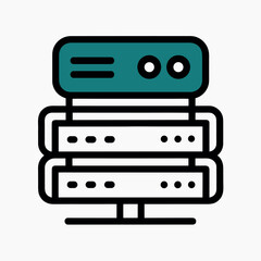 Web Hosting Server Outline Style Vector illustration on White Background