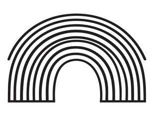 Colorful minimalist rainbow icon in line vector art