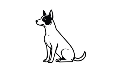 Sitting Dog Vector – Minimal Black and White Patch-Eye Illustration
