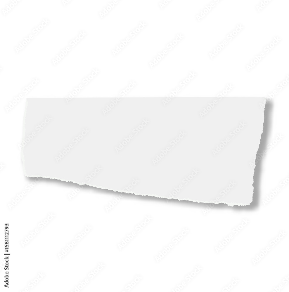 Poster horizontal white ripped paper casting a soft shadow on a white background, creating a dramatic effec