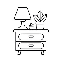 Bedside table with lamp and plants nightstand potted plants