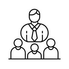 Business Investor Meeting Line Art Vector Icon on White Background