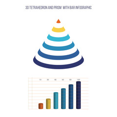 3D Tetrahedron and Prism  With Bar Infographic