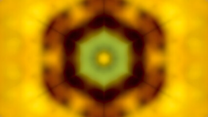 Abstract warm kaleidoscopic background with a soft blurred gradient and a symmetrical floral pattern perfect for calm and modern design