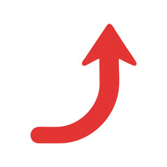 Red Curved Arrow Pointing Up on Transparent Background
