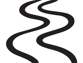 Curved water flow icon in minimal vector form