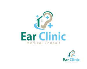 ear clinic logo creative medical health design concept plus