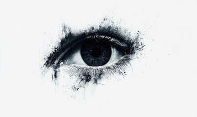 Close-up of an eye, dark grey, dramatic, abstract