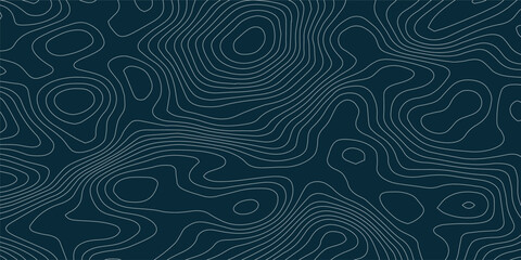Abstract geometric navy blue color topographic map background. Grey topographic lines contours in motion dynamic line patterns.