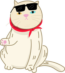 Gray Cat in Flower Crown – Cute Cartoon Fashion Cat Vector