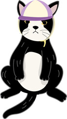 Tuxedo Cat with Headband – Cute Cartoon Fashion Cat Vector