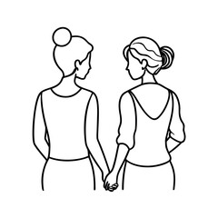 Two Friends Holding Hands – Friendship, Unity, and Support Concept in Minimalist Vector Design
