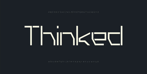 Abstract hi tech techno alphabet font, trendy modern letters and numbers, vector illustration 10EPS