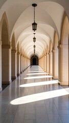 Fototapeta premium Sunlit arched colonnade, perspective (1)