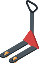 Hand pallet truck lifting and transporting goods in warehouse, essential equipment for material handling and logistics, ensuring efficient movement of cargo within storage facilities