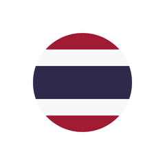 Thailand flag round button vector. Thailand national flag icon badge for independence day celebration PNG on transparent background.