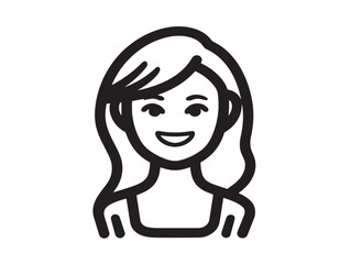 Smiling woman face icon in minimalist vector style