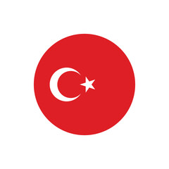 Obraz premium Turkey flag round button vector. Turkey national flag icon badge for independence day celebration PNG on transparent background.