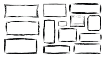 Obraz premium A variety of grungy rectangular and square frames for creative design projects