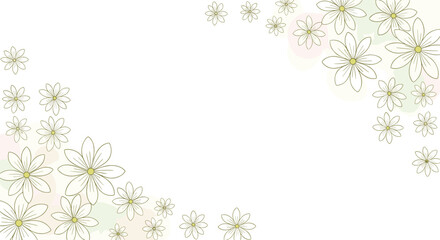 Delicate white flower accents on a softly blended pastel background with subtle bokeh effects and sparse floral motifs