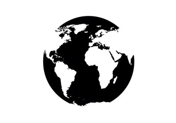 A Striking Black and White Silhouette of Planet Earth Globe, Representing Global Connectivity and Unity
