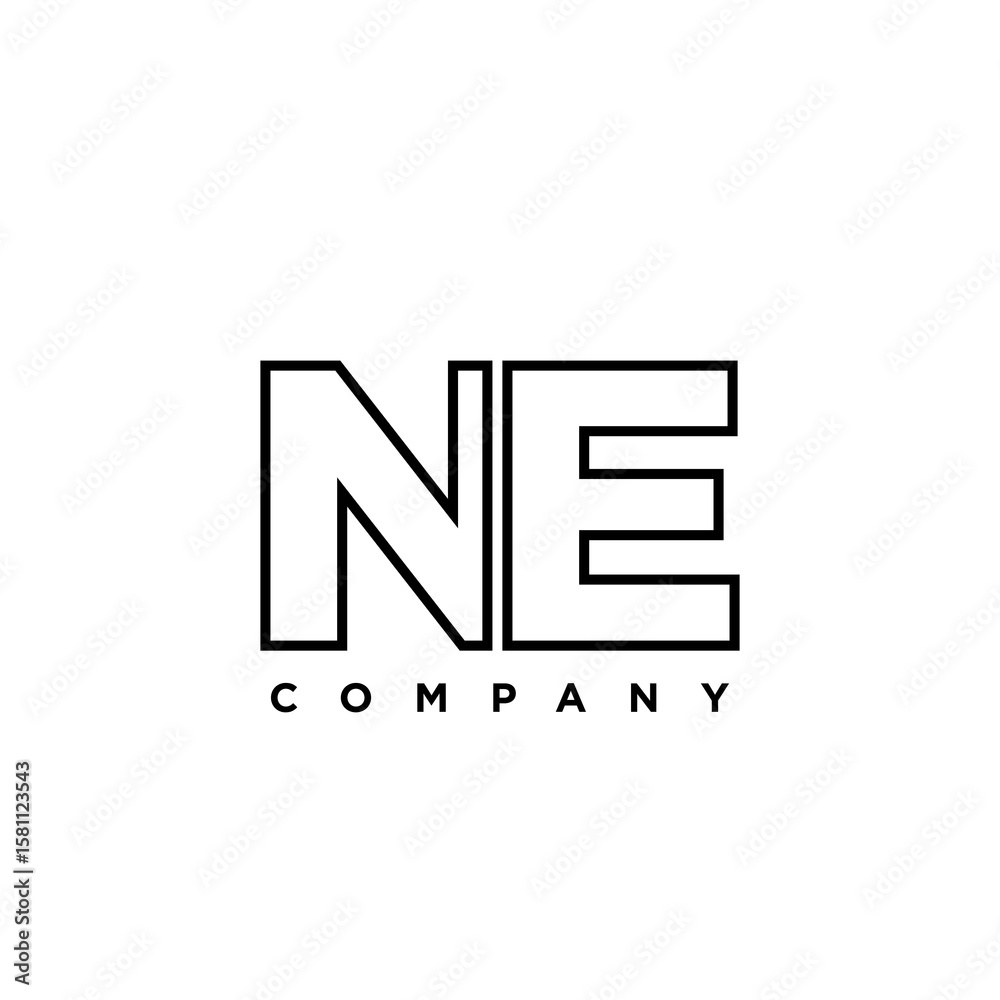 Aufkleber Letter N and E, NE logo design template. Minimal monogram initial based logotype.