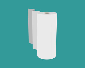 A clean, minimalist illustration of a roll of paper against a teal background.  Perfect for concepts of cleanliness, simplicity, or new beginnings.