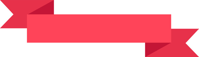 Horizontal red ribbon banner with blank copy space providing room for promotional message or marketing slogan, ideal for graphic design projects
