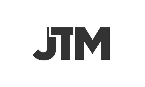 JTM logo design template with strong and modern bold text. Initial based vector logotype featuring simple and minimal typography. Trendy company identity.