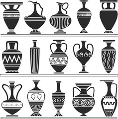 Vintage vases icon collection