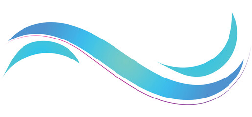 This stylized graphic depicts a flowing, abstract ocean wave.