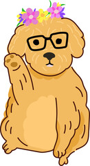 Dog with Pink Glasses – Cute Cartoon Fashion Dog Vector