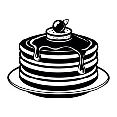 A Stack Of Pancakes On A Simple Plate Clean Vector